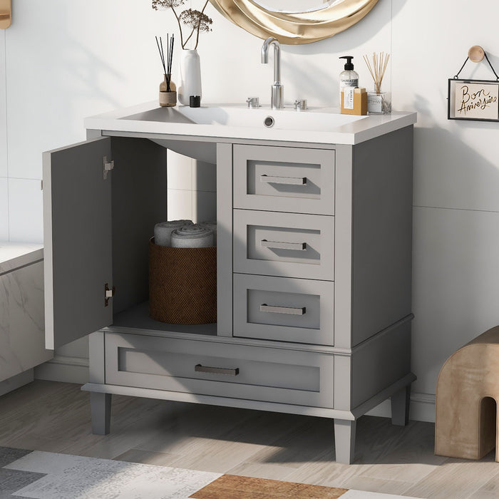 Bathroom Vanity, Modern Bathroom Cabinet With Sink Combo Set, Bathroom Storage Cabinet With A Soft Closing Door And 3 Drawers, Solid Wood Frame, Resin Basin