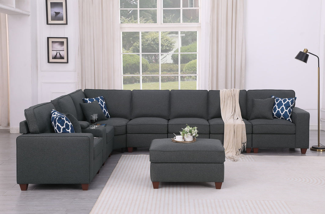 Hannah - Sectional Sofa With Ottoman - Dark Gray