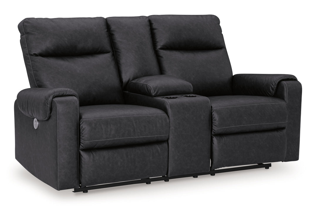 Axtellton - Carbono - Loveseat reclinável Dbl Power com console