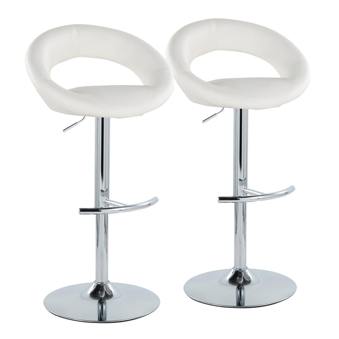 Posh - Contemporary Adjustable Barstool With Swivel With Rounded T Footrest (Set of 2)