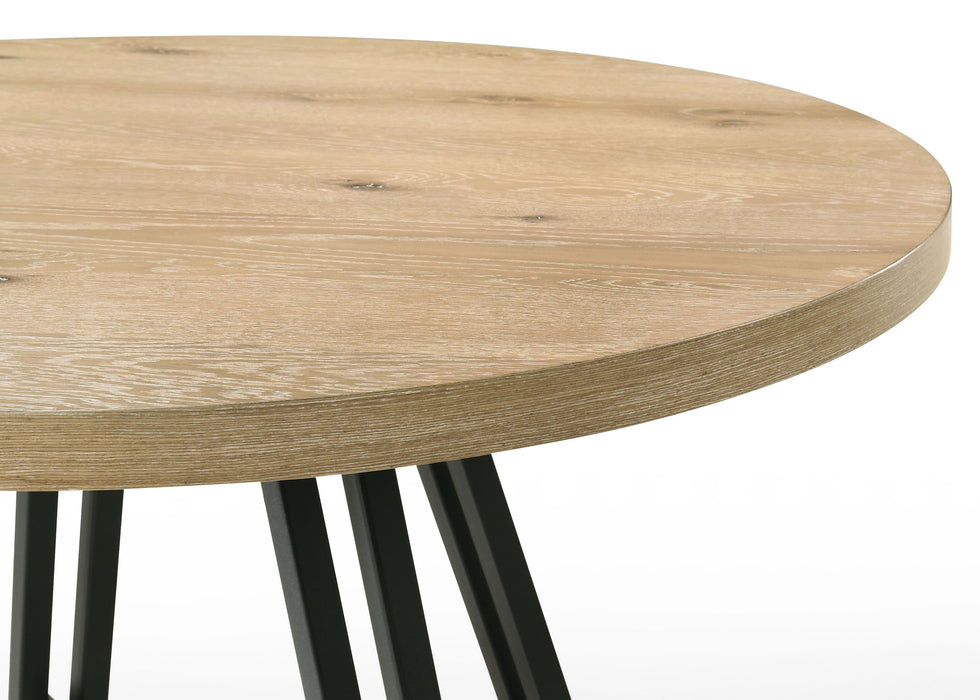 Tate - Round Dining Table With Metal Base - Oak Finish