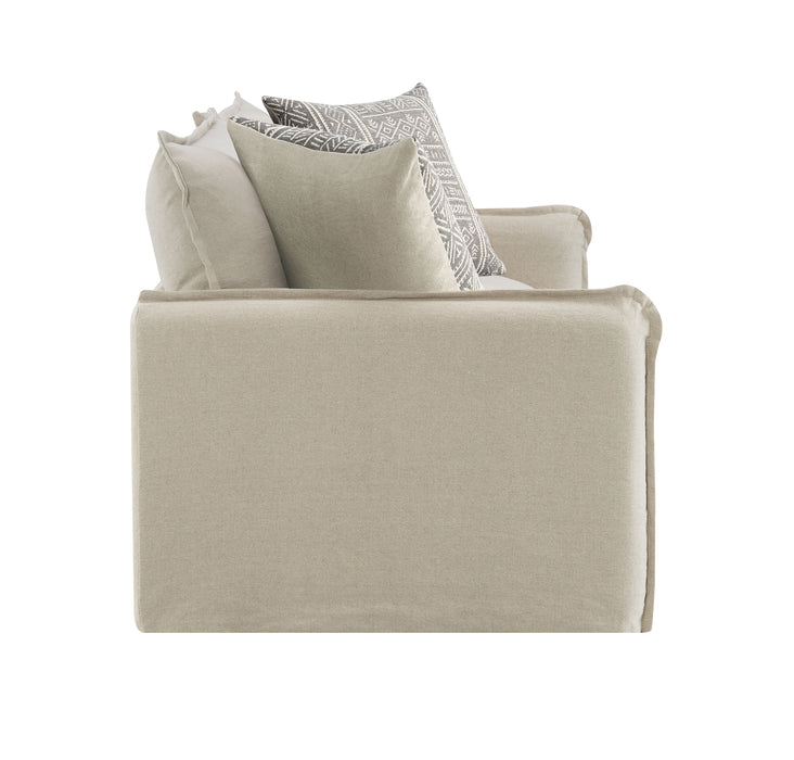 Upendo - Pattern Linen Loveseat With 2 Toss Pillows - Beige