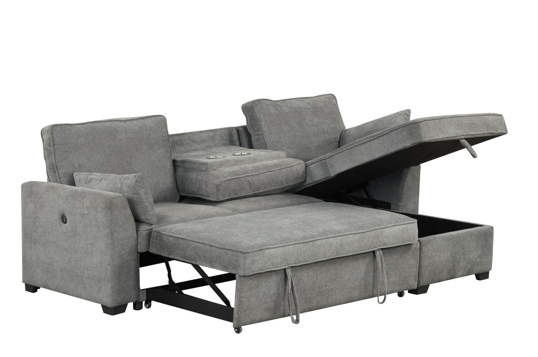 Ember - 92"W Fabric Sleeper Sectional with Reversible Storage Chaise