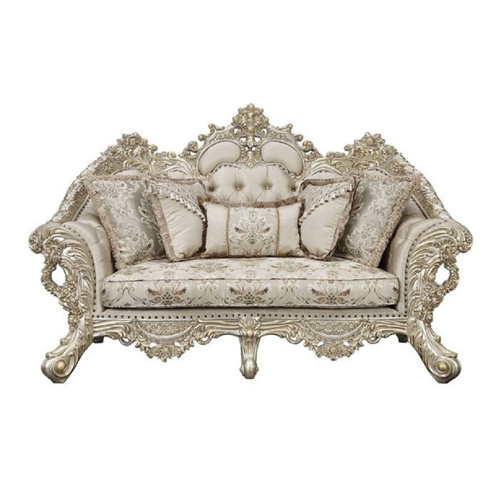 Danae - Loveseat - Fabric, Champagne & Gold Finish