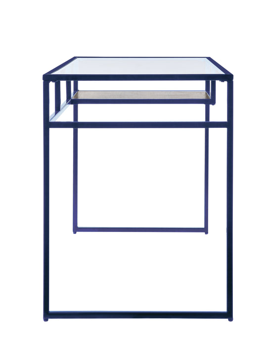 Yasin - Glass Top Writing Desk - Blue