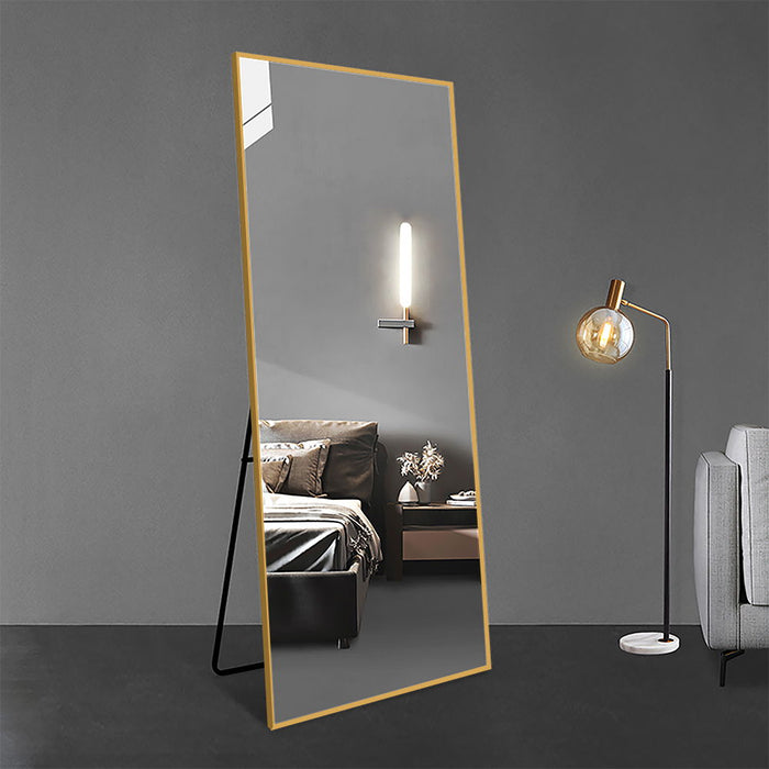 Floor Mirror Full Length Mirror Ultra Thin Aluminum Alloy Frame Modern Style Standing / Hanging Mirror Wall Mounted Mirror - Gold