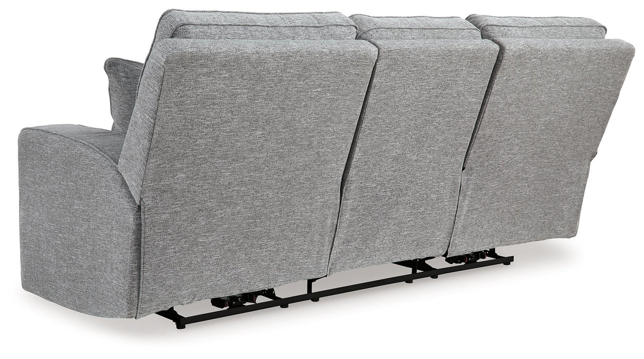 Biscoe - Pewter - Sofá reclinable eléctrico con reposacabezas ajustable