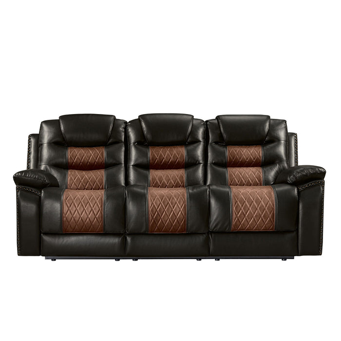 Nikko - Sofa With Dual Recliner - Two Tone Brown