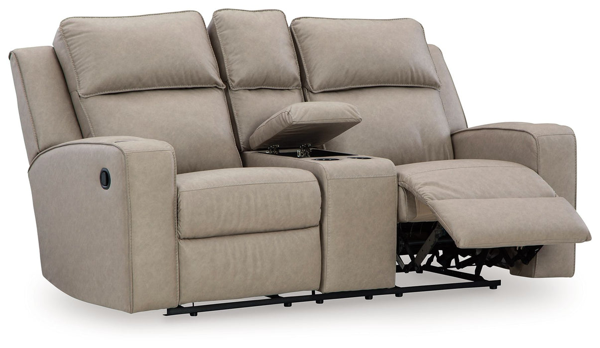 Lavenhorne - Pebble - Dbl Rec Loveseat com console