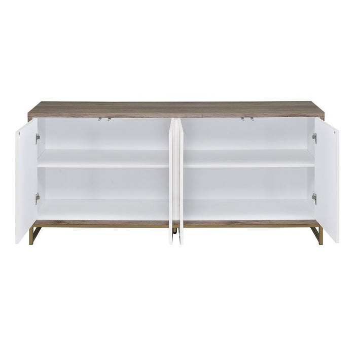 Paavan - Console Cabinet - White Marble Print & Oak Champagne