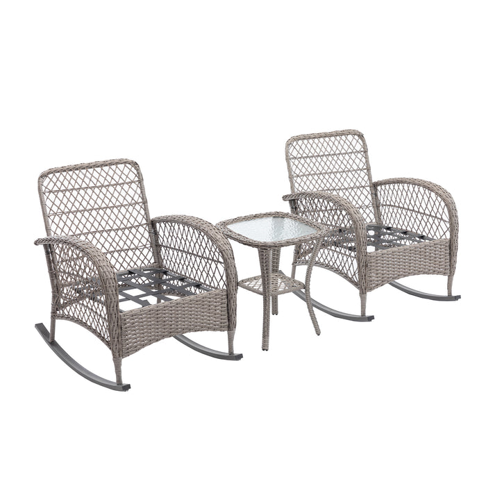 3pcs conjunto de cadeira de balanço de vime moderno para móveis ao ar livre
