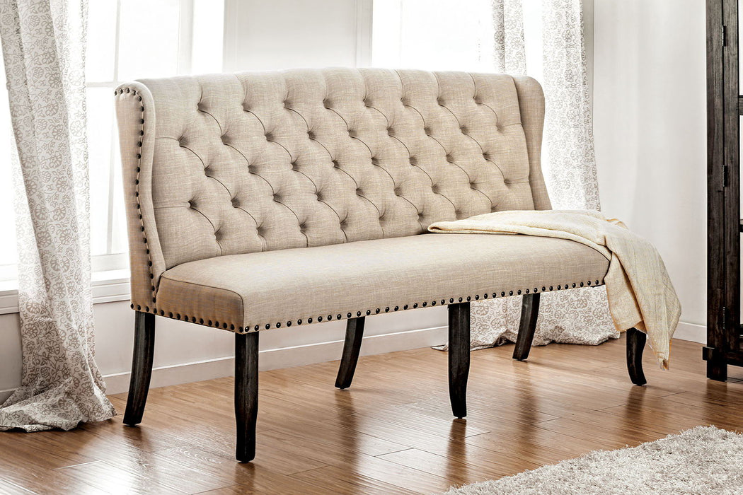 Sania - 3 Seater Loveseat Bench - Beige