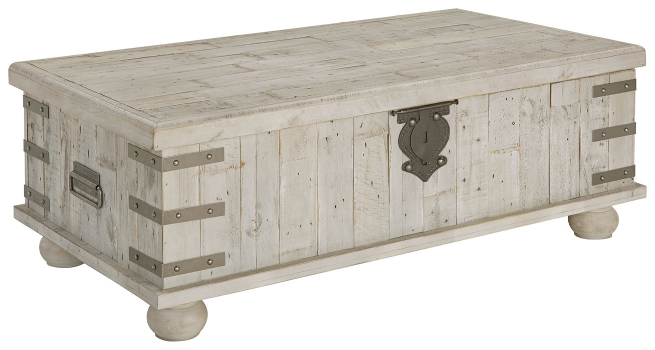 Carynhurst - White Wash Grey - Mesa de coquetel com tampo elevador