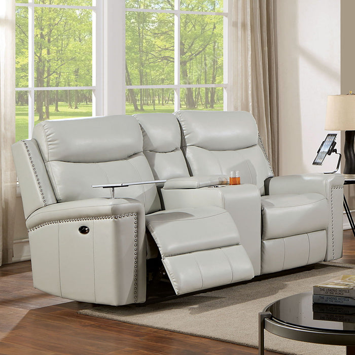 Florine - Power Loveseat - Cinza Claro