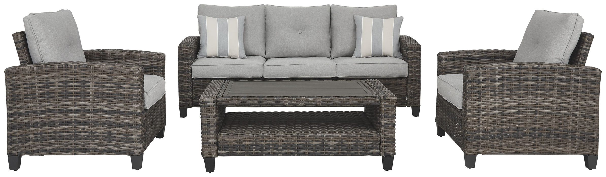 Cloverbrooke - Cinza - Conjunto de sofá, cadeiras, mesa (conjunto de 4)