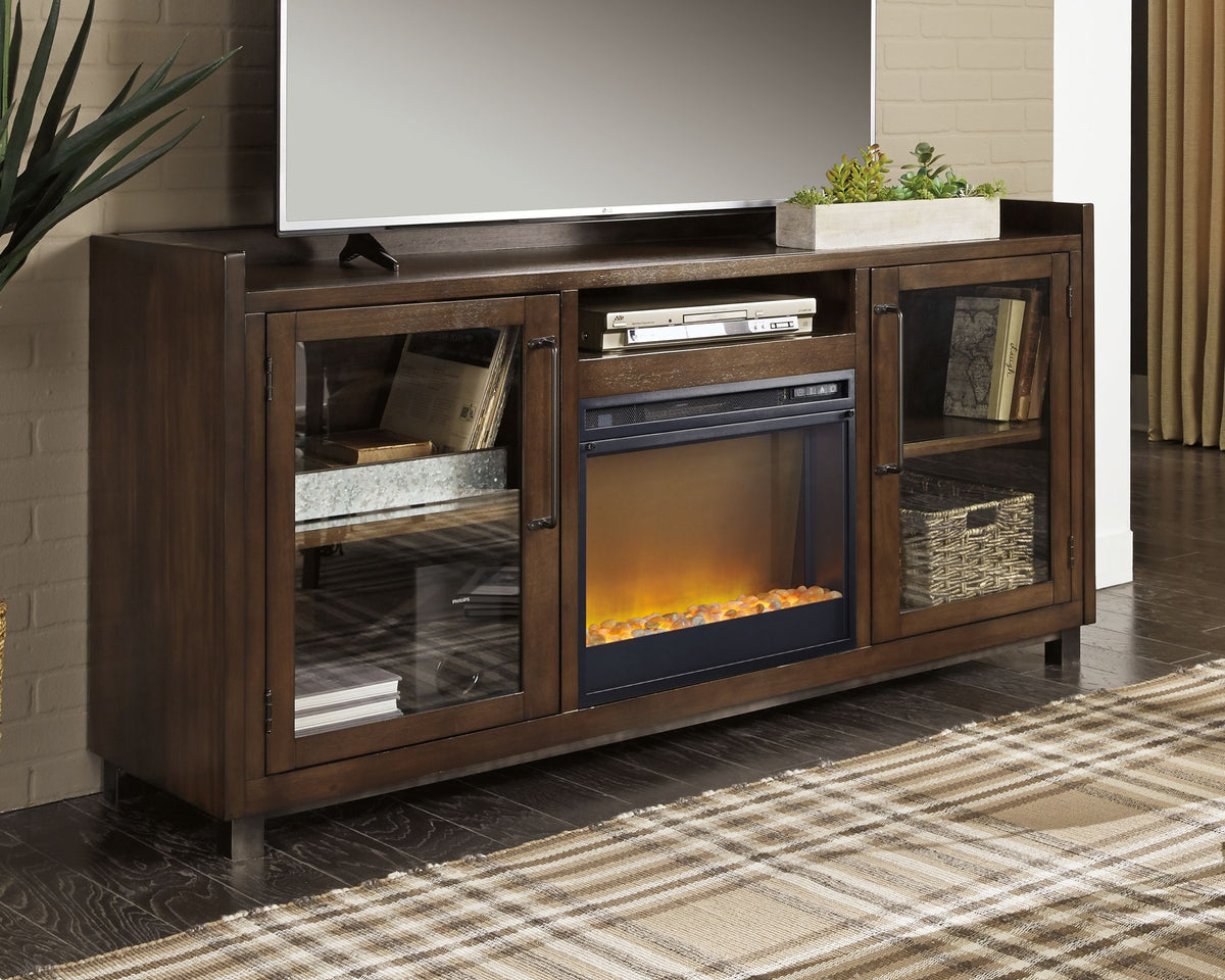 MUEBLE TV ASHLEY TRINELL 63 PULGADAS CON CHIMENEA ELÉCTRICA - MARRÓN