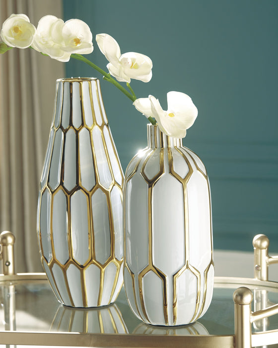 Mohsen - Acabamento Dourado / Branco - Conjunto de Vasos (Conjunto de 2)