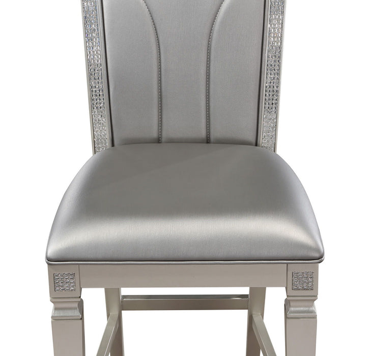 Klina - Cadeira de altura de balcão (conjunto de 2) - Prata Pérola
