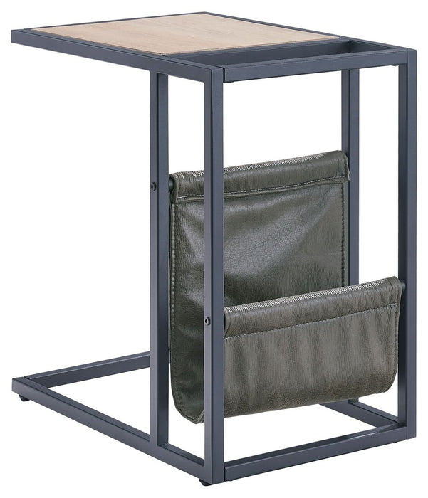 Freslowe - marrom claro / preto - mesa lateral da cadeira com cesto de revistas