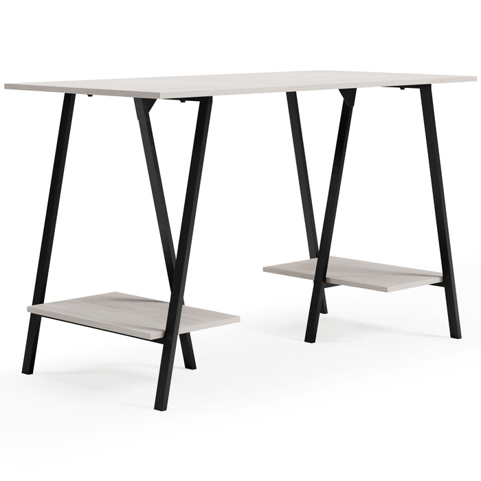 Bayflynn - Branco / Preto - Mesa Home Office - 2 Prateleiras Fixas