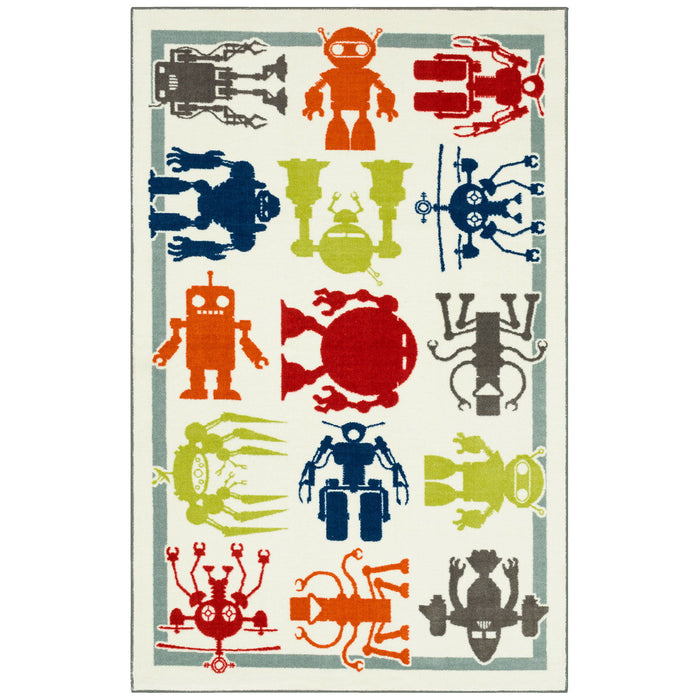 Baron - Alfombra Robots de 5' x 8' - Multicolor/Marfil