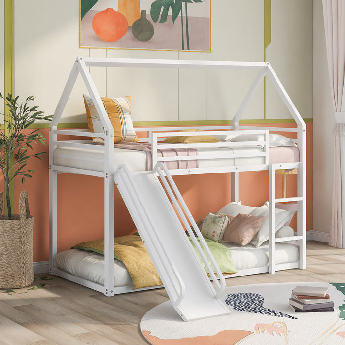 Beliche Twin over Twin House com escada e escorregador, branco