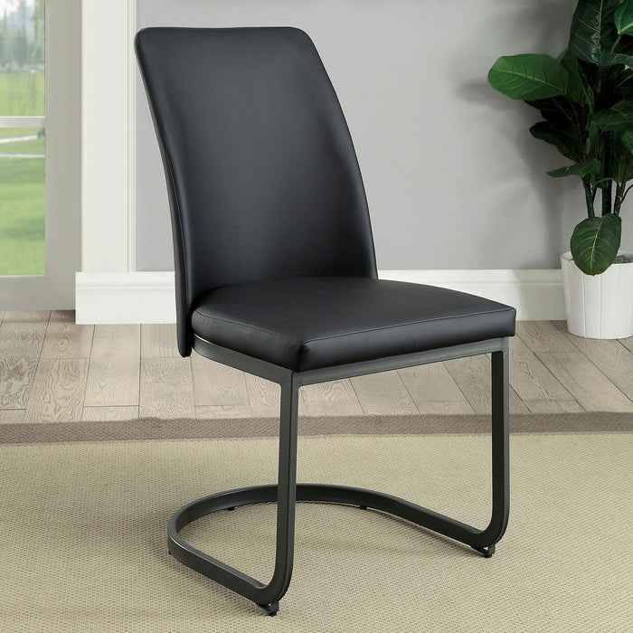 Saskia - Cadeira Lateral (Conjunto de 2) - Cinza Escuro / Preto