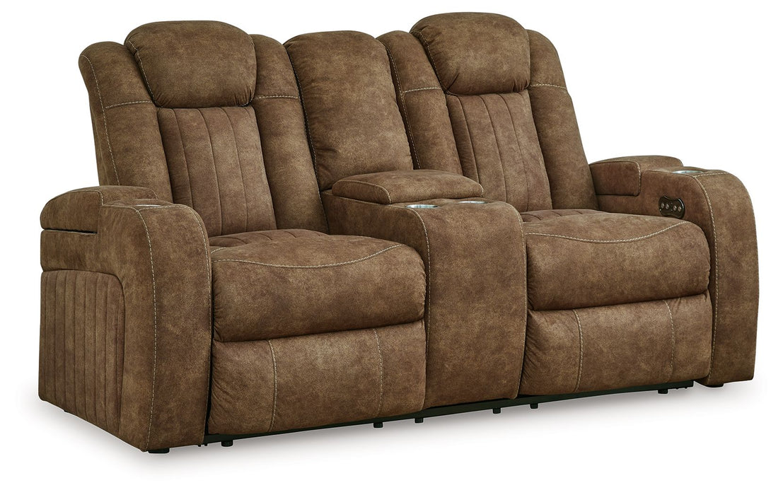 Wolfridge - Tigrado - Loveseat reclinável elétrico com console /Adj Hdrst