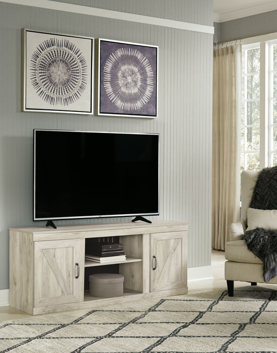 Bellaby - Whitewash - Mueble para TV con inserto de chimenea de ladrillo refractario sintético