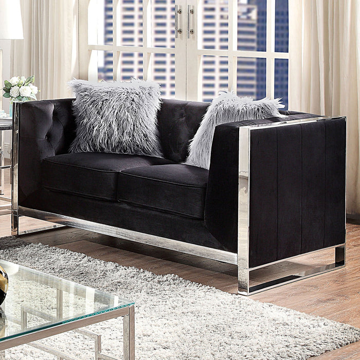 Evadne - Loveseat Com Almofadas - Preto