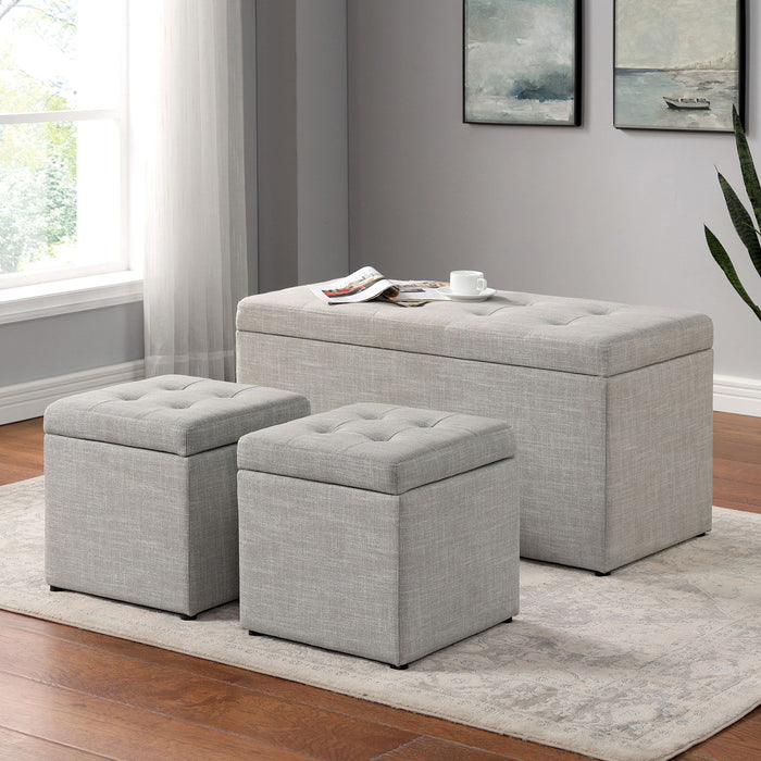 Daryn - Storage Bench With Ottoman - Beige