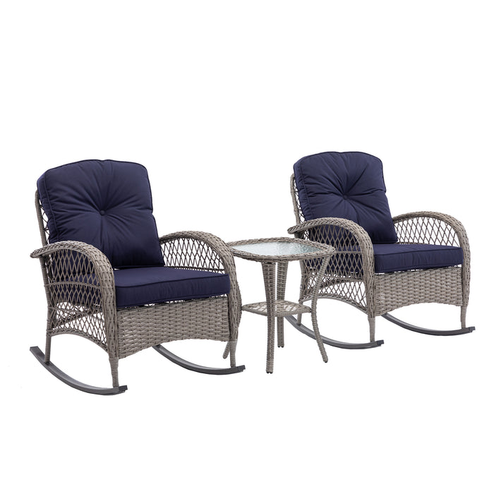 3pcs Outdoor Furniture Modern Wicker rocking chair set