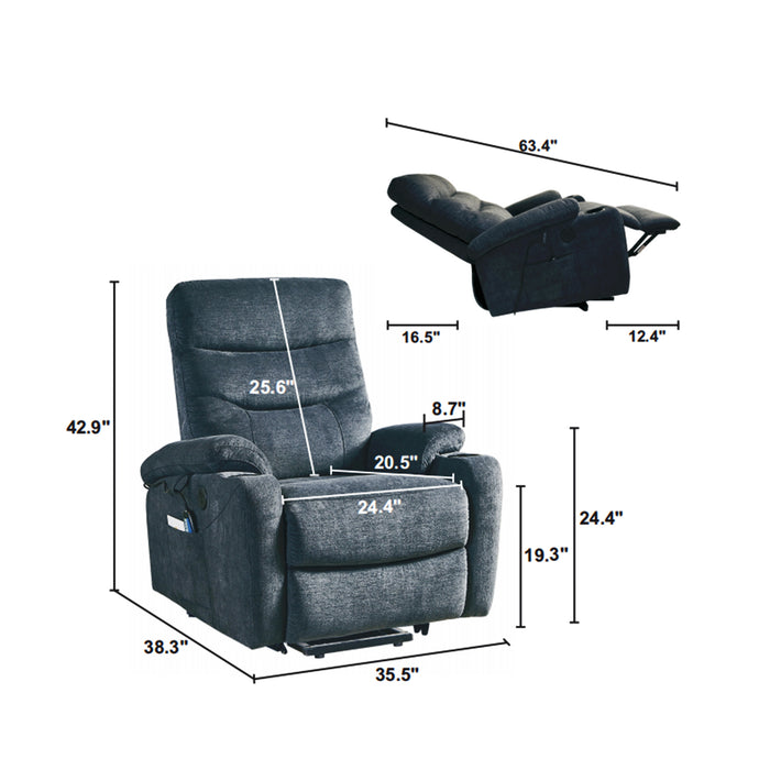 Sillón reclinable con elevador eléctrico con masaje y calor