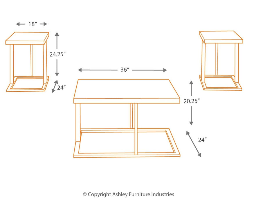 Airdon - Acabamento Bronze - Conjunto de Mesa Ocasional (Conjunto de 3)