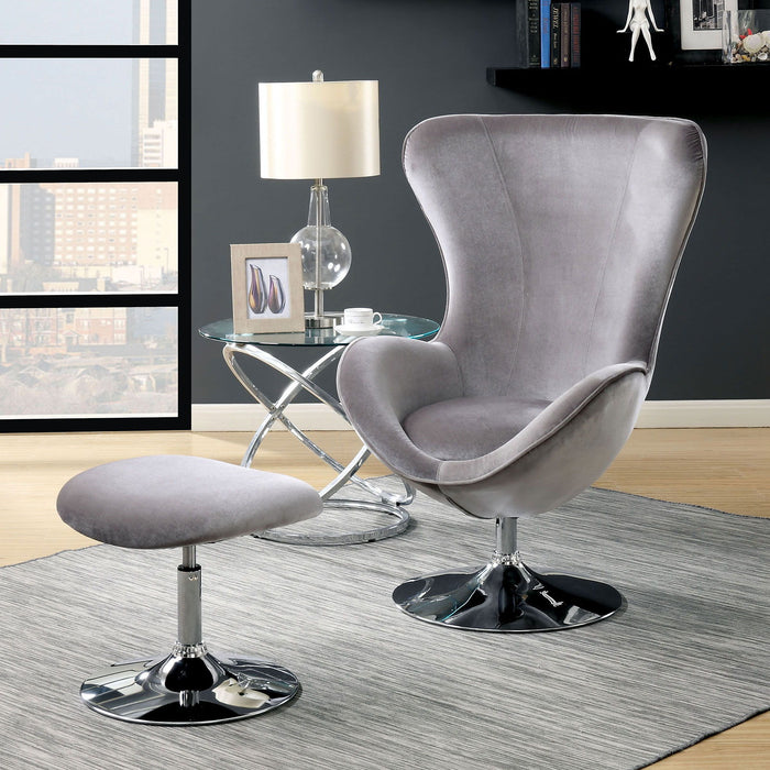 Shelia - Silla decorativa con otomana - Gris