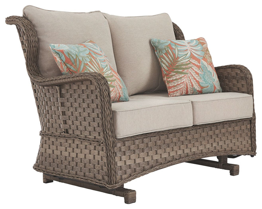 Clear Ridge - Marrón claro - Loveseat Glider con cojín